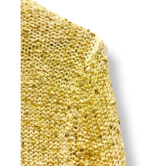 Chico’s Metallic Sequin Sweater Hi-Low Hem Cream Ivory Women’s Size 1 (M/L) - Picture 10 of 15